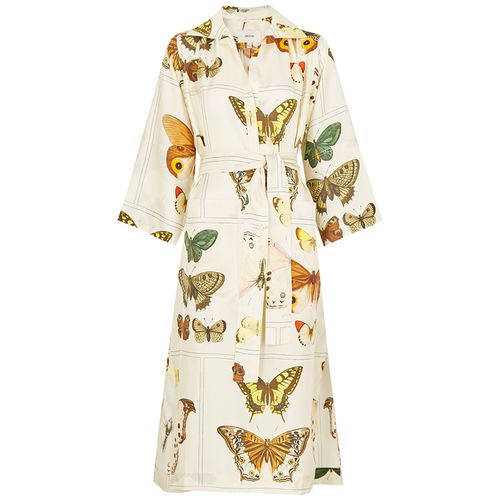 Butterfly-print Silk-twill Midi Dress - OROTON - Modalova