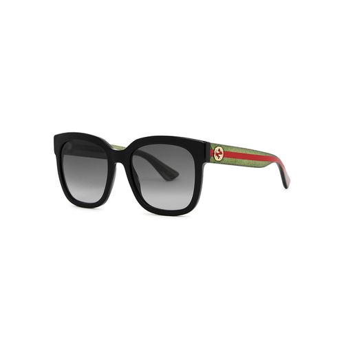 Striped Wayfarer-style, Designer Sunglasses, Grey Lenses - Gucci - Modalova