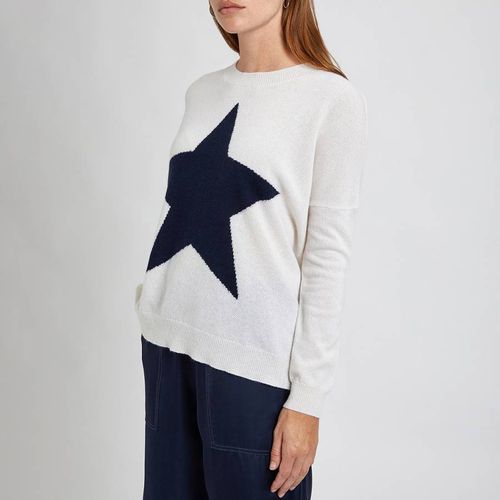 Cream/Navy Cashmere Round Neck Jumper - Scott & Scott London - Modalova