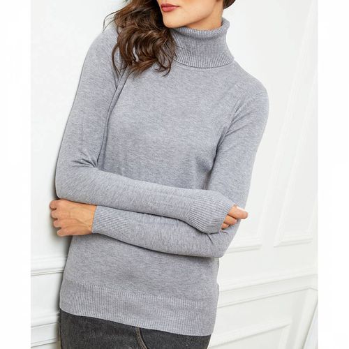 Grey Cashmere Blend Roll Neck Jumper - SOFT CASHMERE - Modalova