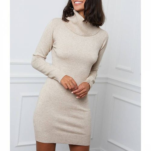 Beige Cashmere Blend Fitted Dress - SOFT CASHMERE - Modalova