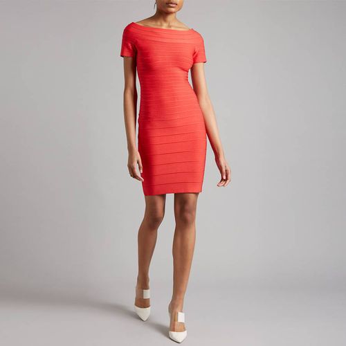 Red Off Shoulder Bandage Dress - Herve Leger - Modalova