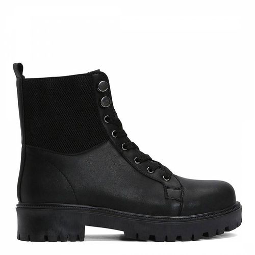 Black Leather Lace-up Ankle Boots - Bluetag - Modalova