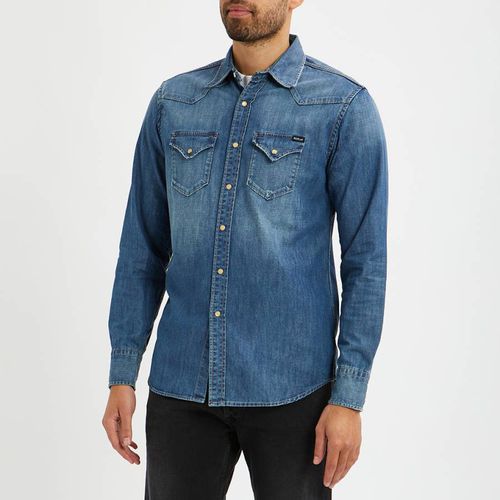 Blue Aged Denim Shirt - Replay - Modalova