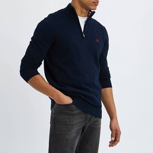 Navy 1/2 Zip Cotton Jumper - Crew Clothing - Modalova