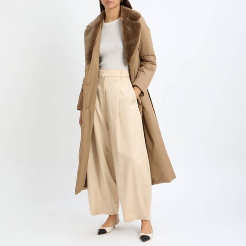 Camel Padded Shearling Collar Coat - Max and Zac London - Modalova