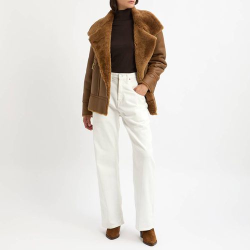 Caramel Shearling Biker Jacket - NÂ°Â· Eleven - Modalova