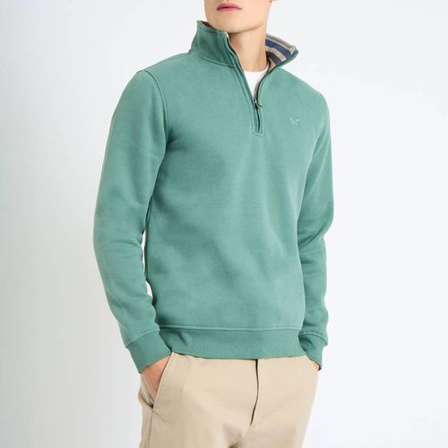 Green Solid Half Zip Sweatshirt - Crew Clothing - Modalova