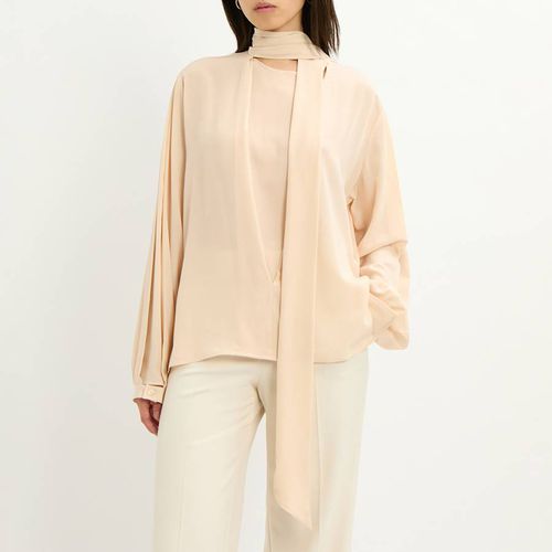 Ballet Pink Scarf Neck Silk Blouse - Victoria Beckham - Modalova