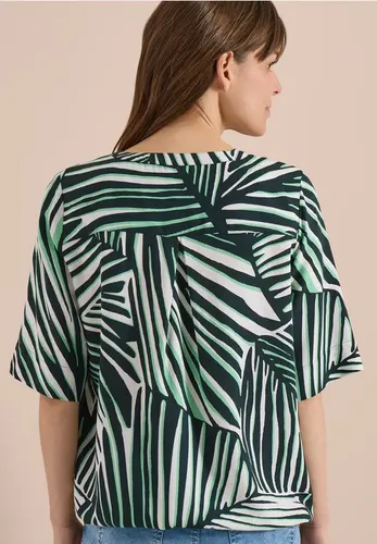 Kurzarm Bluse mit Split Neck und Print - cecil - Modalova