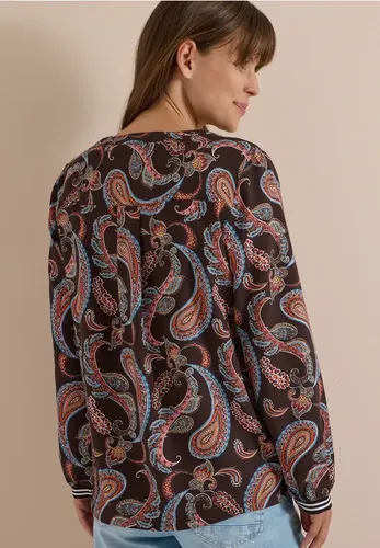 Langarm Bluse mit Split Neck und Print - cecil - Modalova