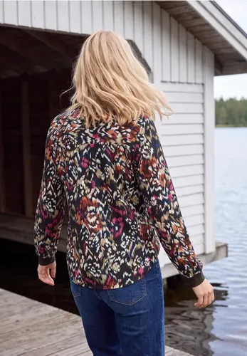 Langarm Bluse mit Split Neck und Print - cecil - Modalova