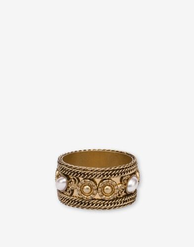 Rigid Bracelet With Chains And Pearls - Moschino - Modalova