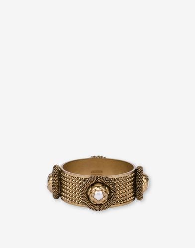 Rigid Bracelet With Flowers And Pearls - Moschino - Modalova