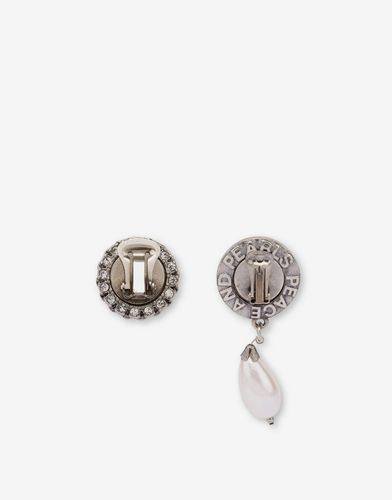 Mismatched Metal Earrings - Moschino - Modalova