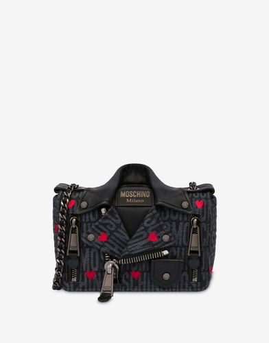 Biker Bag With Allover Logo Hearts - Moschino - Modalova