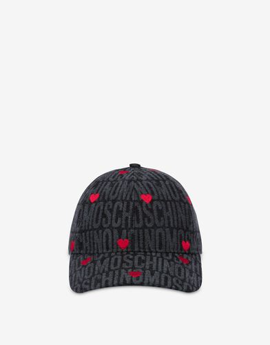 Hat With Allover Logo Hearts - Moschino - Modalova