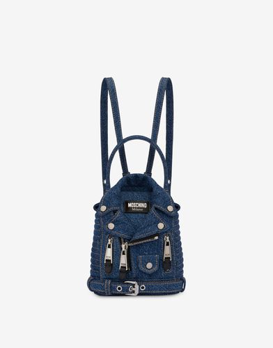 Mini Denim Biker Backpack - Moschino - Modalova