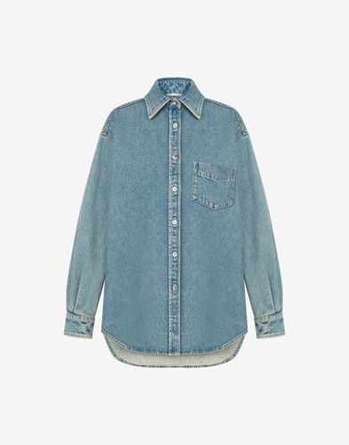 Shirt In Blue Cotton Denim - Moschino - Modalova