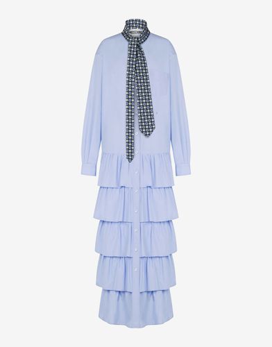 Dress In Cotton Poplin Tie - Moschino - Modalova