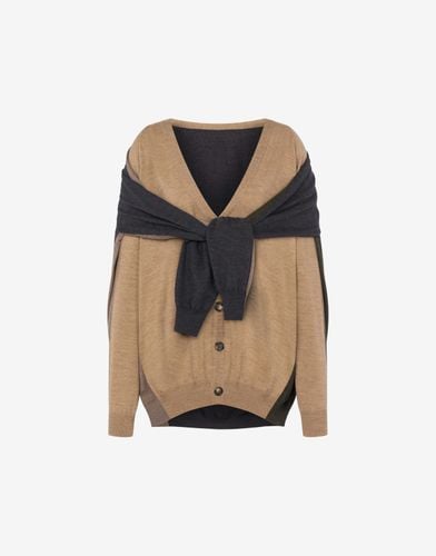 Cardigan In Wool Layer Up - Moschino - Modalova