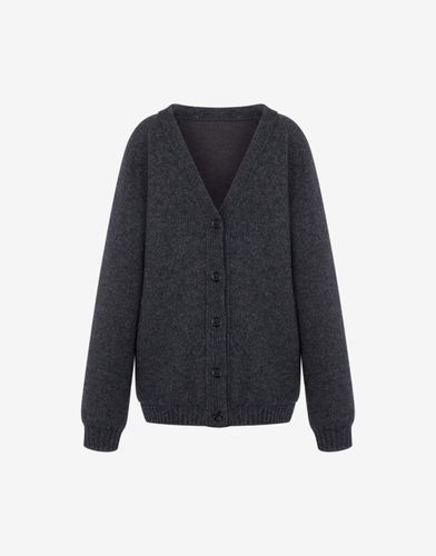 Oversize Cardigan In Shetland 100% Enlarge - Moschino - Modalova