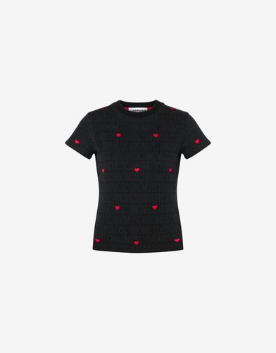 Jersey T-shirt With Allover Logo Hearts - Moschino - Modalova