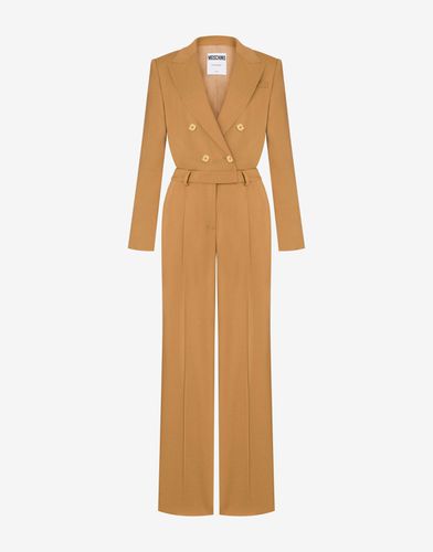 Stretch Viscose Diagonal Jumpsuit With Gold Buttons - Moschino - Modalova