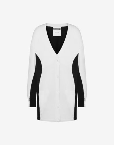 Black And White Wool Cardigan - Moschino - Modalova