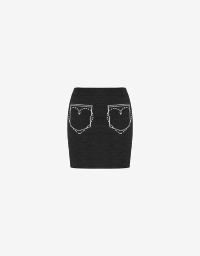 Heart Pocket Wool Miniskirt - Moschino Jeans - Modalova