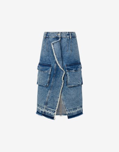 Denim Midi Skirt With Pockets - Moschino Jeans - Modalova