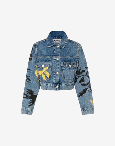 Symbols Print Cropped Jacket - Moschino Jeans - Modalova