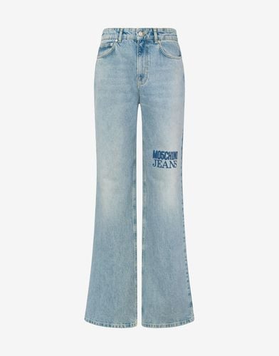 Denim Pants With Smart Codes - Moschino Jeans - Modalova