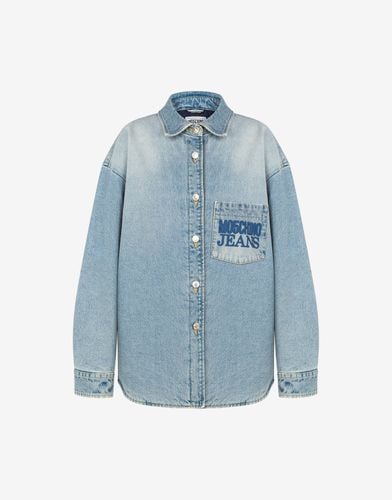 Denim Shirt Jacket With Smart Codes - Moschino Jeans - Modalova