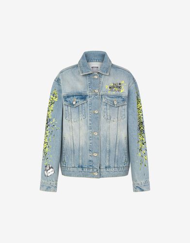 Printed Denim Jacket - Moschino Jeans - Modalova