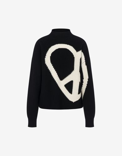 Wool And Cashmere Blend Sweater With Peace & Love - Moschino Jeans - Modalova