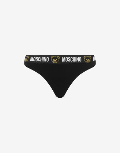 Stretch Jersey Thong With Teddy Elastic Band - Moschino - Modalova