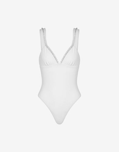 Swimsuit Shiny Silver Logo - Moschino - Modalova