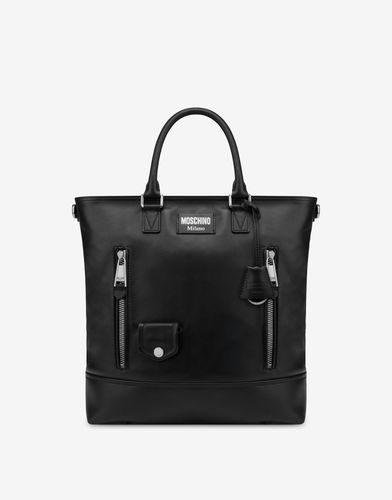 Biker Calfskin Shopper - Moschino - Modalova