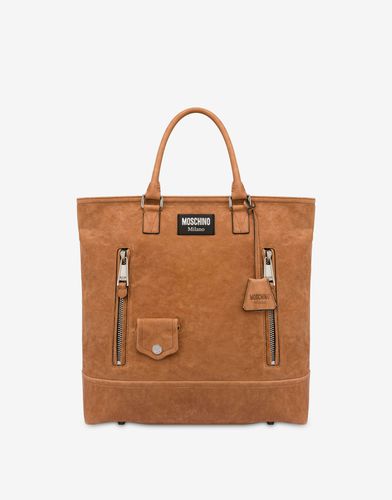 Biker Washed Nappa Leather Shopper - Moschino - Modalova