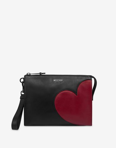 Heart Graphic Clutch - Moschino - Modalova