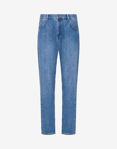 Blue Cotton Denim Trousers - Moschino - Modalova