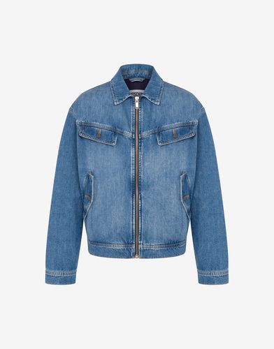 Blue Denim Jacket With Zip - Moschino - Modalova