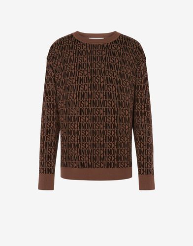 All-over Logo Jacquard Wool Jumper - Moschino - Modalova