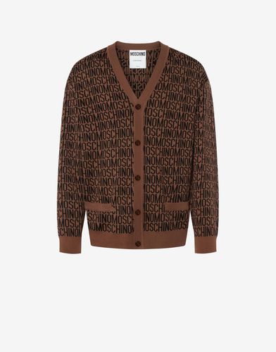 All-over Logo Jacquard Wool Cardigan - Moschino - Modalova