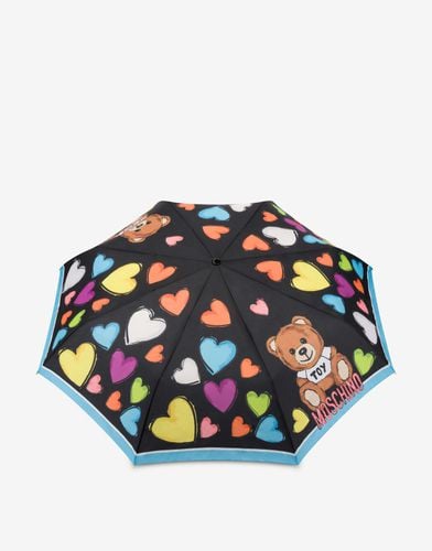 Open/close Umbrella With Multicolor Hearts - Moschino - Modalova