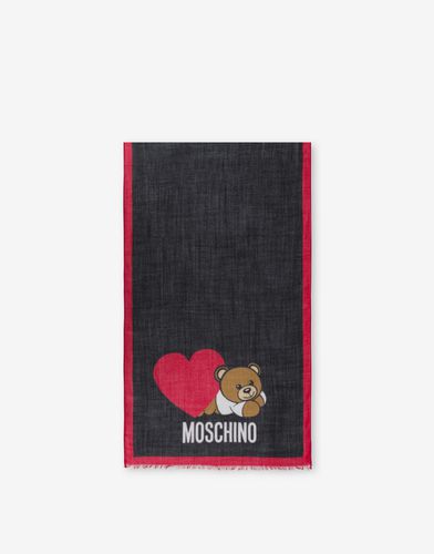 Lovely Teddy Bear Wool Stole - Moschino - Modalova