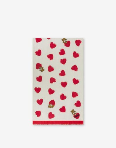 Allover Red Hearts Wool Stole - Moschino - Modalova