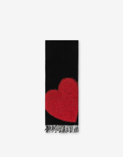 Maxi Red Heart Wool Scarf - Moschino - Modalova