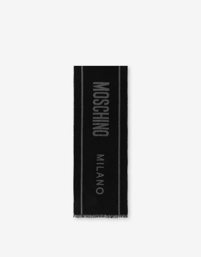 Wool Mix Jacquard Logo Scarf - Moschino - Modalova